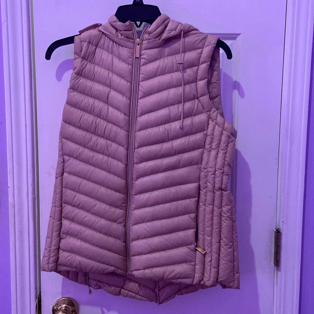 Pink Puffer Vest With Removable Hoodie